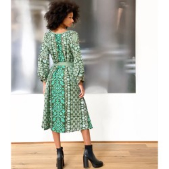 D'Ascoli Toscana Blue Silk Midi Dress sz S NEW - Picture 3 of 13